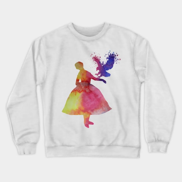 Girl with an eagle Crewneck Sweatshirt by TheJollyMarten